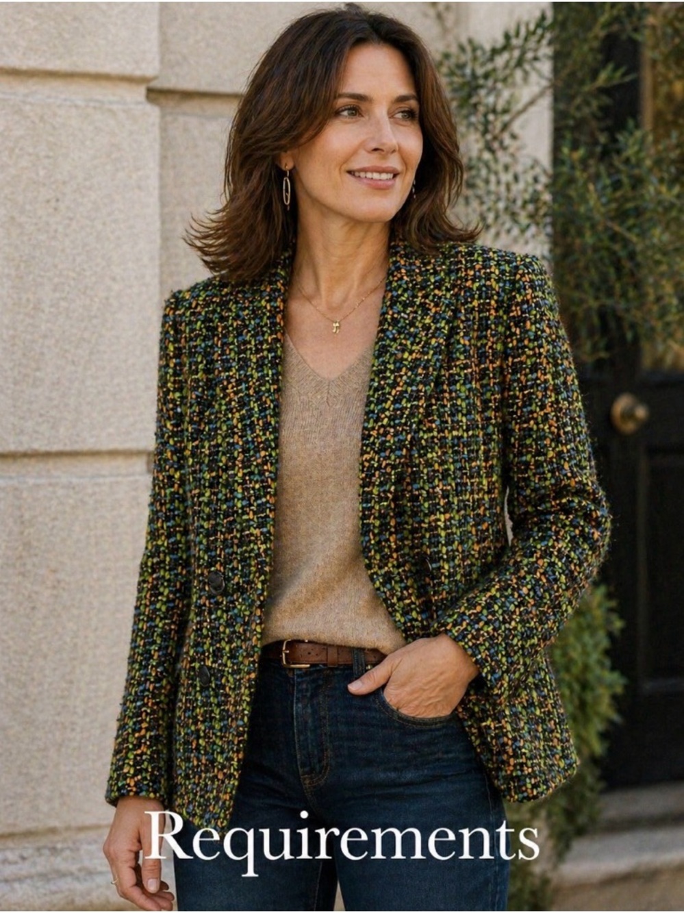 Requirements Green Multi Tweed Blazer Jacket